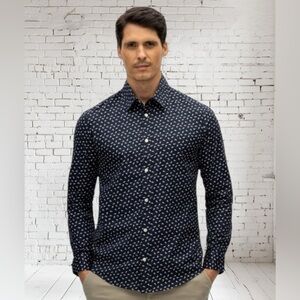 Julian & Mark Geo Dot Shirt Large NWOT | Stretch Cotton Button Front Modern